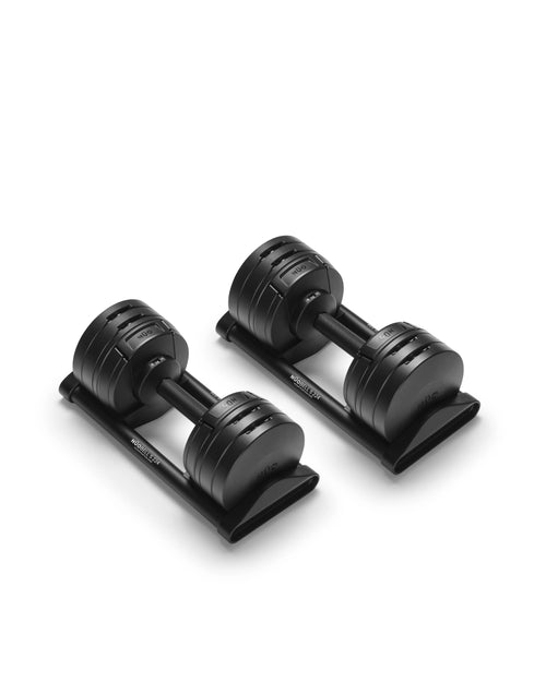 NÜOBELL S 224 adjustable dumbbell in Black – sleek, compact, and durable, designed for efficient home strength training with quick weight adjustments.