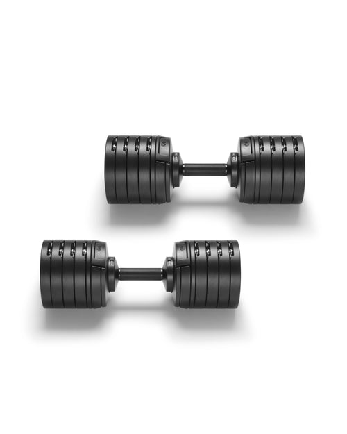 NÜOBELL S 240 adjustable dumbbell in Black – compact, high-quality dumbbell for home gym use, featuring a sleek Swedish design for versatile strength training.