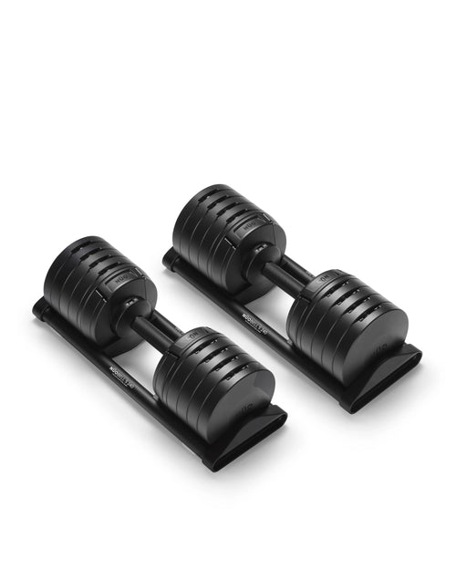 NÜOBELL S 240 adjustable dumbbell in Black – compact, high-quality dumbbell for home gym use, featuring a sleek Swedish design for versatile strength training.