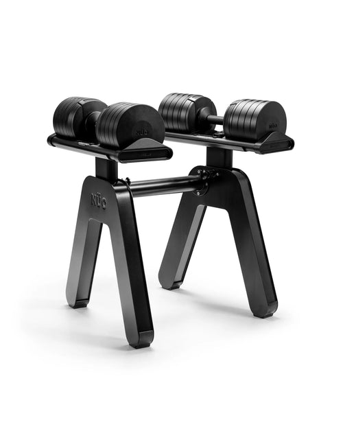NÜOBELL S Pylon Floor Stand in black – sleek and durable storage stand for NÜOBELL S adjustable dumbbells, ideal for keeping your home gym organized and stylish.