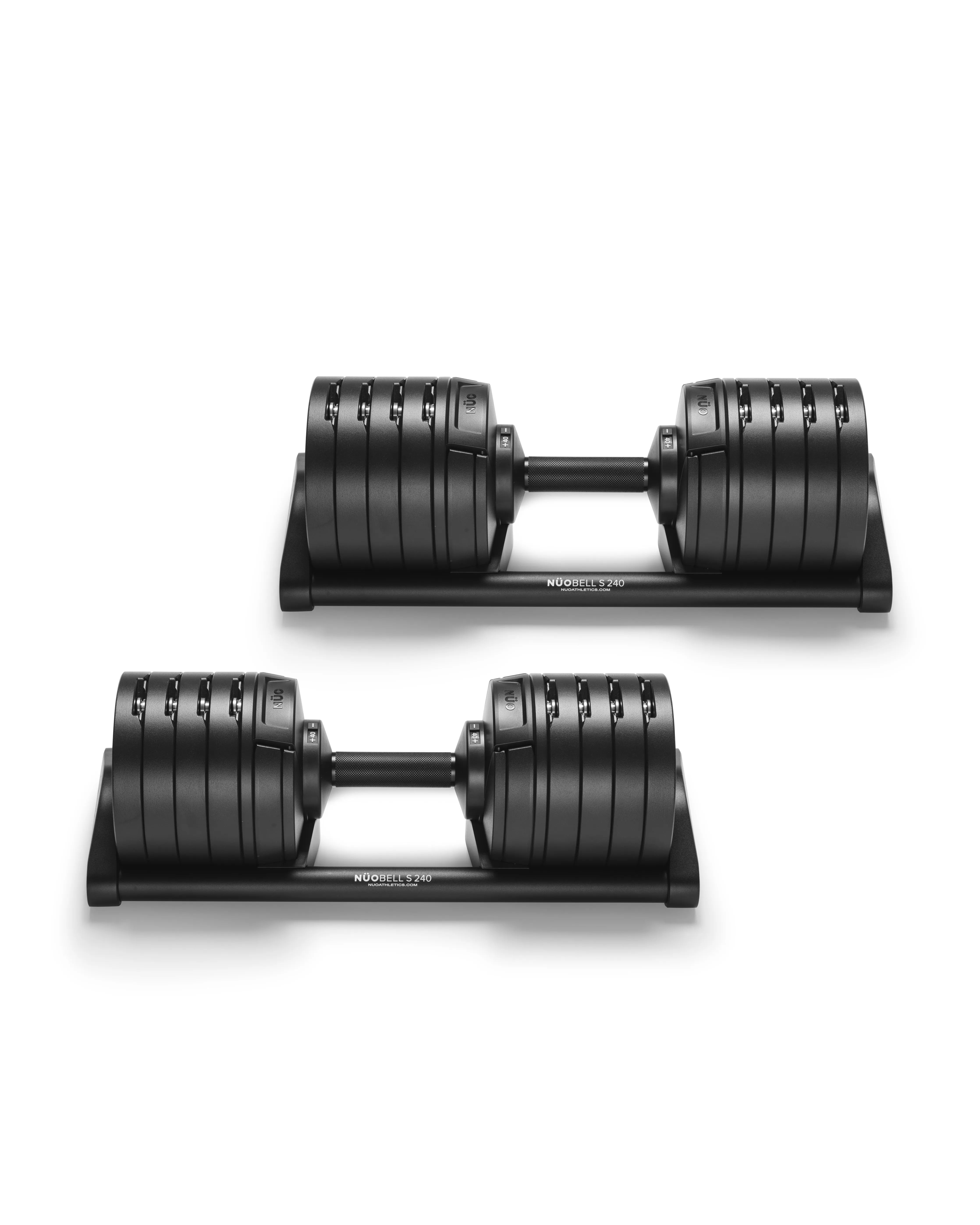 NÜOBELL S 240 adjustable dumbbell in Black – compact, high-quality dumbbell for home gym use, featuring a sleek Swedish design for versatile strength training.