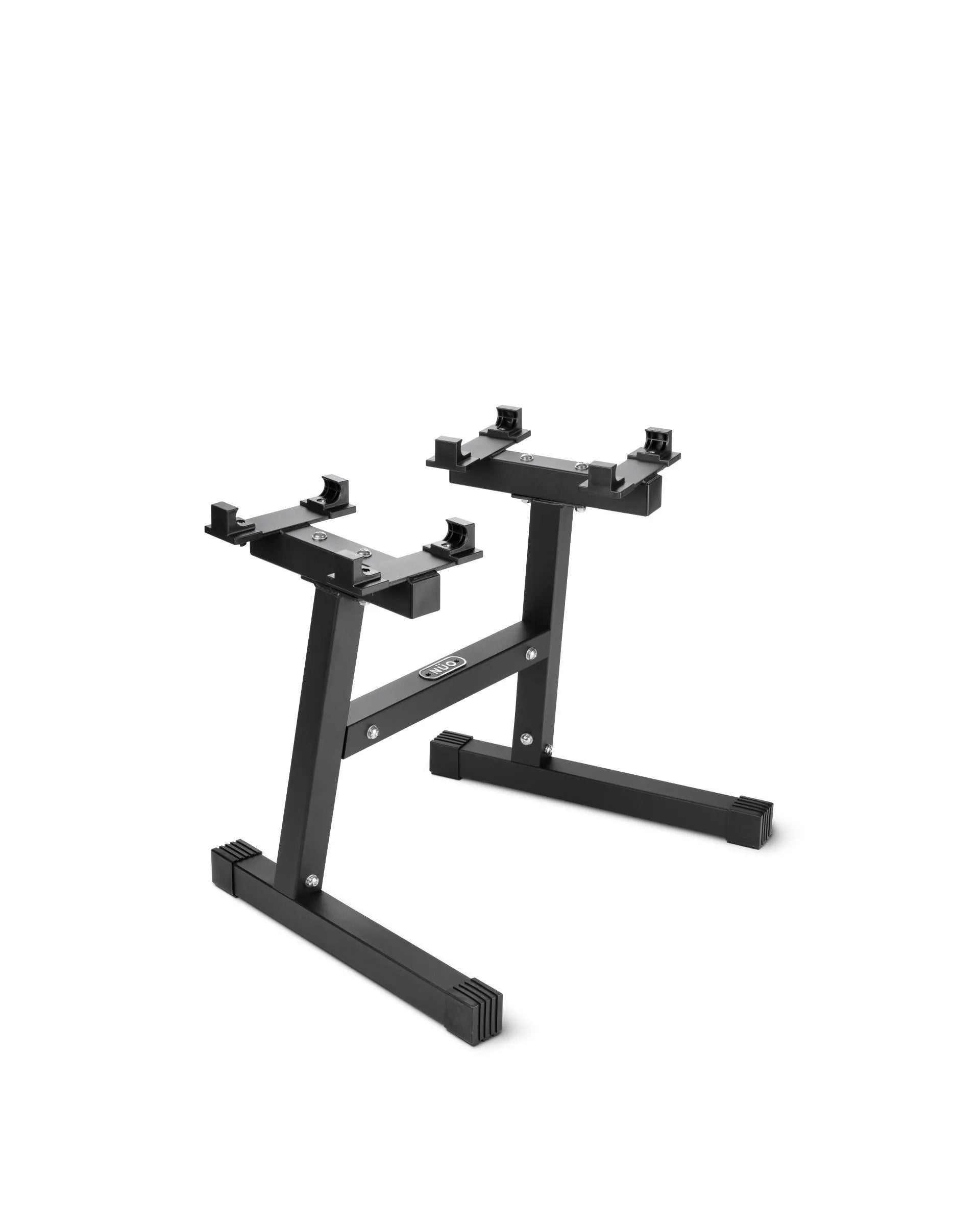 NÜOBELL Floor Stand—sturdy, space-saving stand designed to securely hold NÜOBELL adjustable dumbbells, perfect for organized and efficient home gym setups.